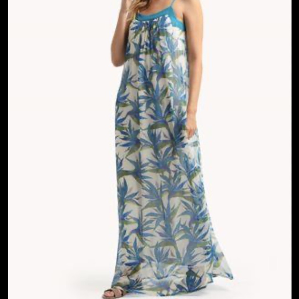 Ella Moss Green and White Sleeveless Maxi Sundress